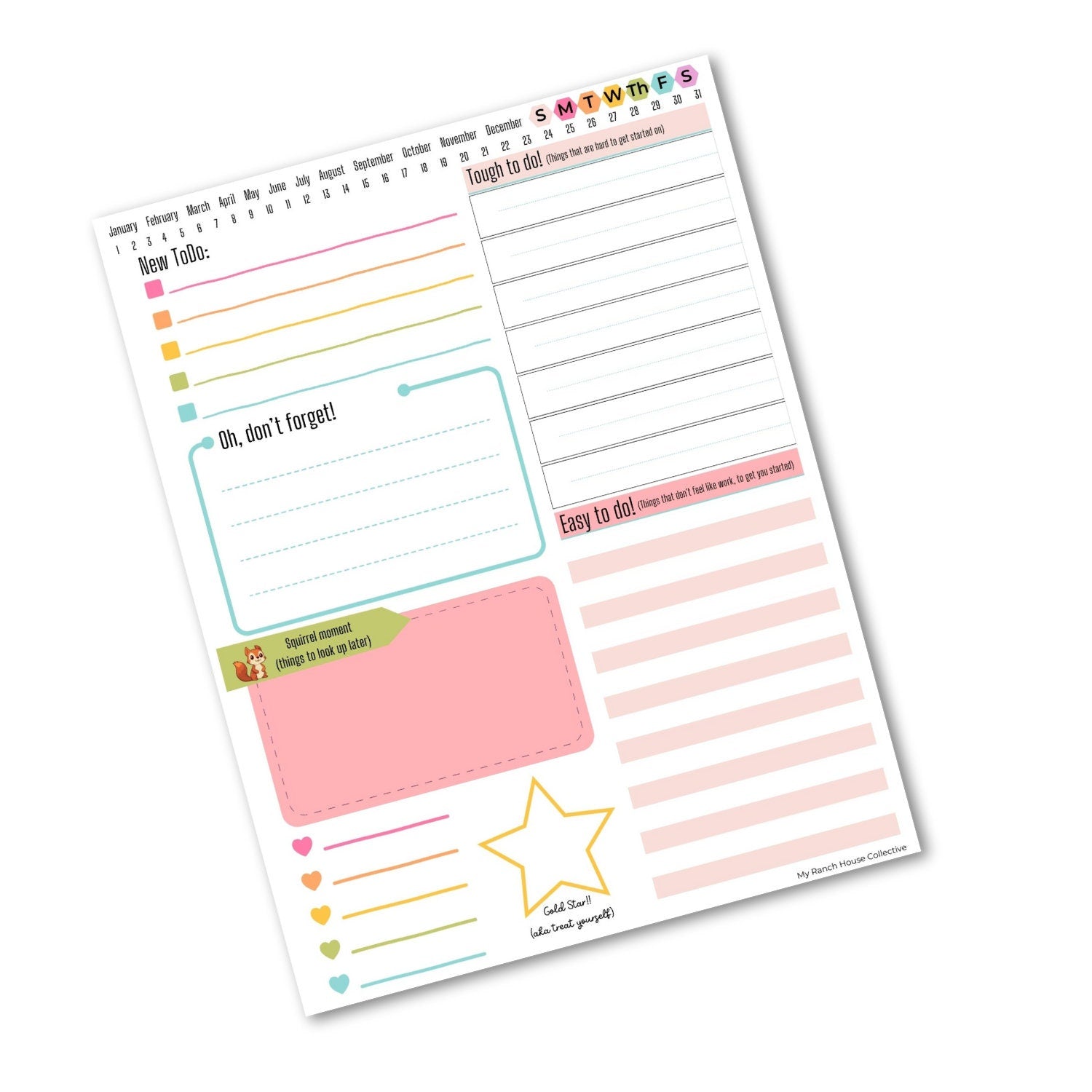 a pink and yellow planner with a star on it