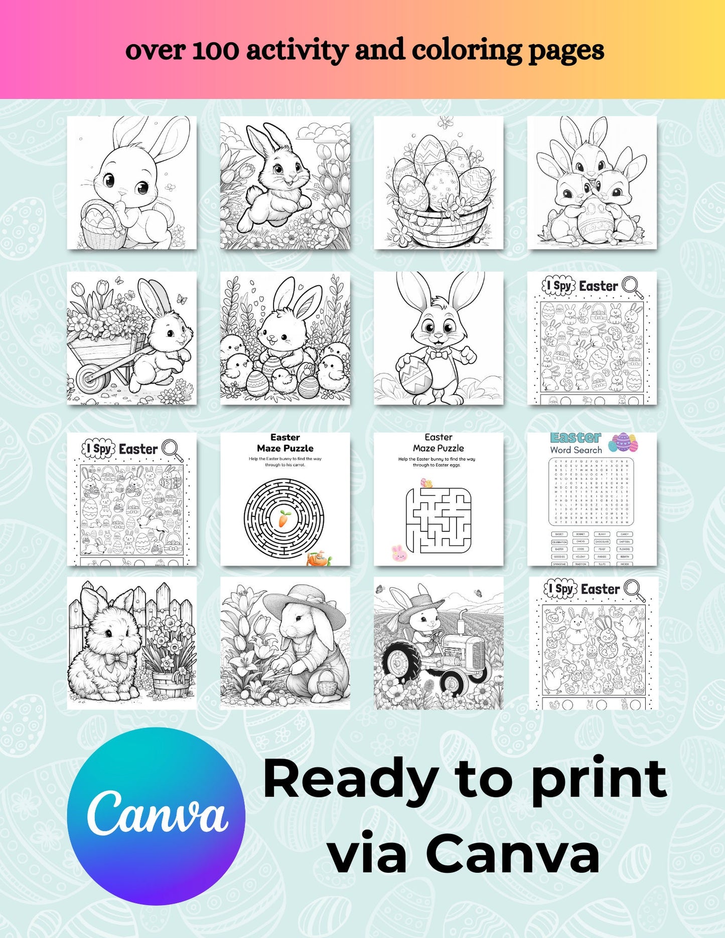 Easter Activity & Coloring Pages | Easter Bunny Printables, Instant Download Fun Coloring