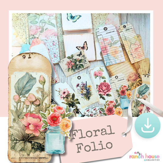 Floral Folio Printable Ephemera | Paper Craft Junk Journal Kit | Vintage Digital Download | Floral Folio for Crafting