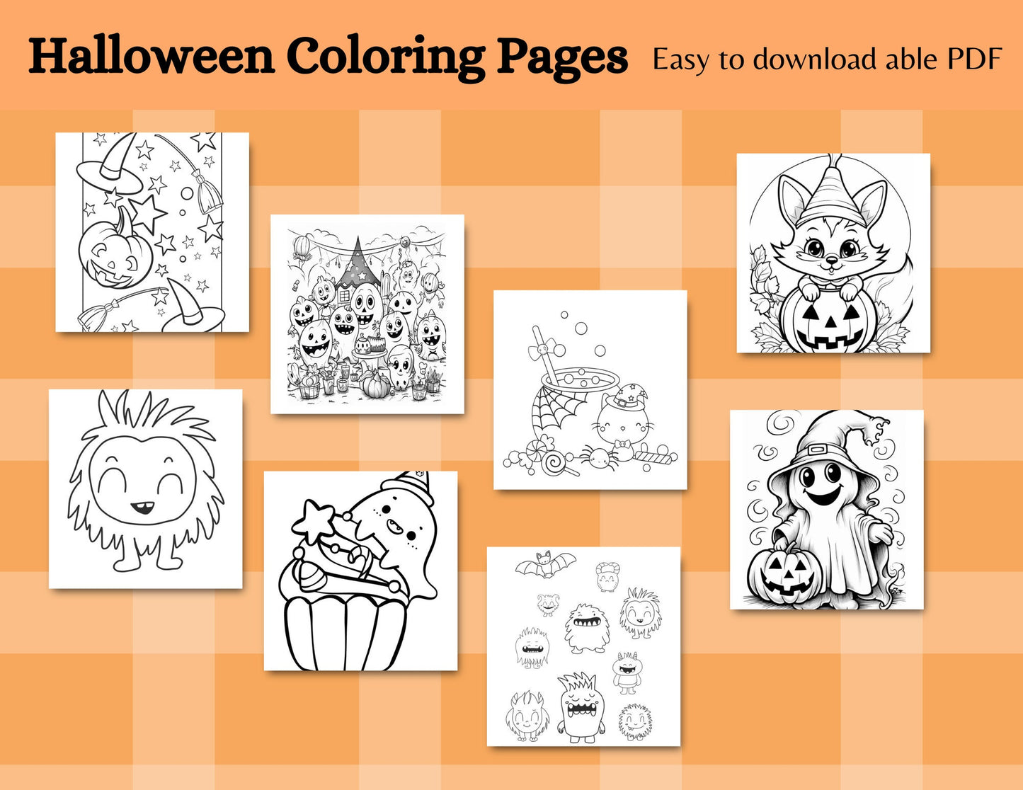 Halloween Coloring Book - Cute Ghosts & Monsters - Printable Halloween Coloring Pages