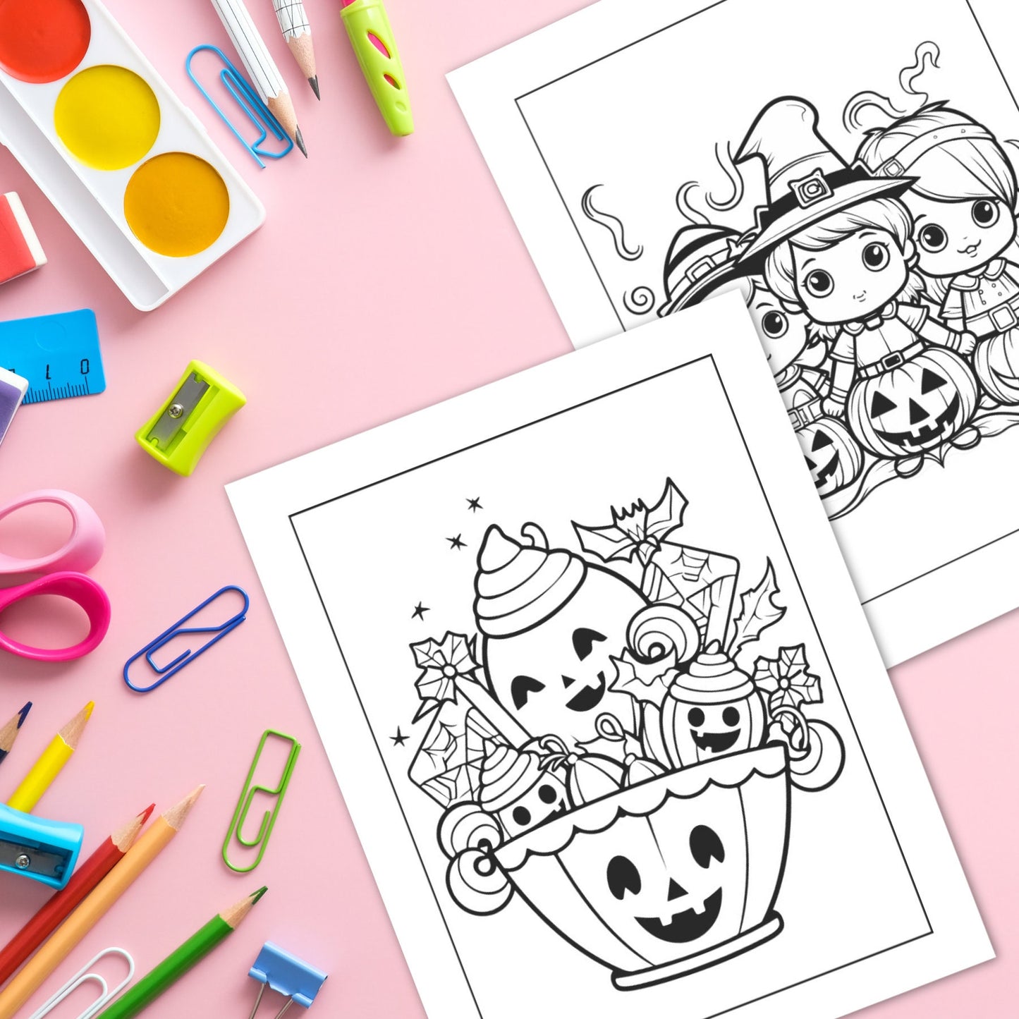 Halloween Coloring Book - Cute Ghosts & Monsters - Printable Halloween Coloring Pages