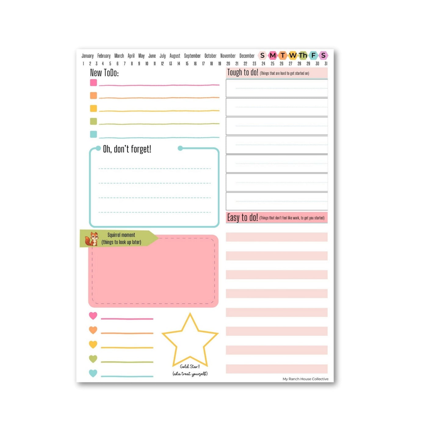 a printable planner with a star on it