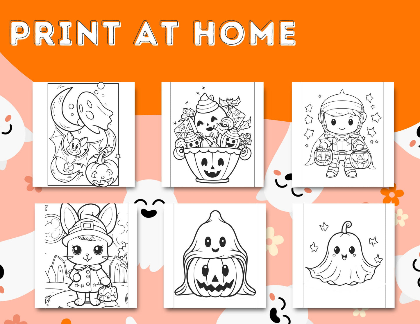 Halloween Coloring Book - Cute Ghosts & Monsters - Printable Halloween Coloring Pages