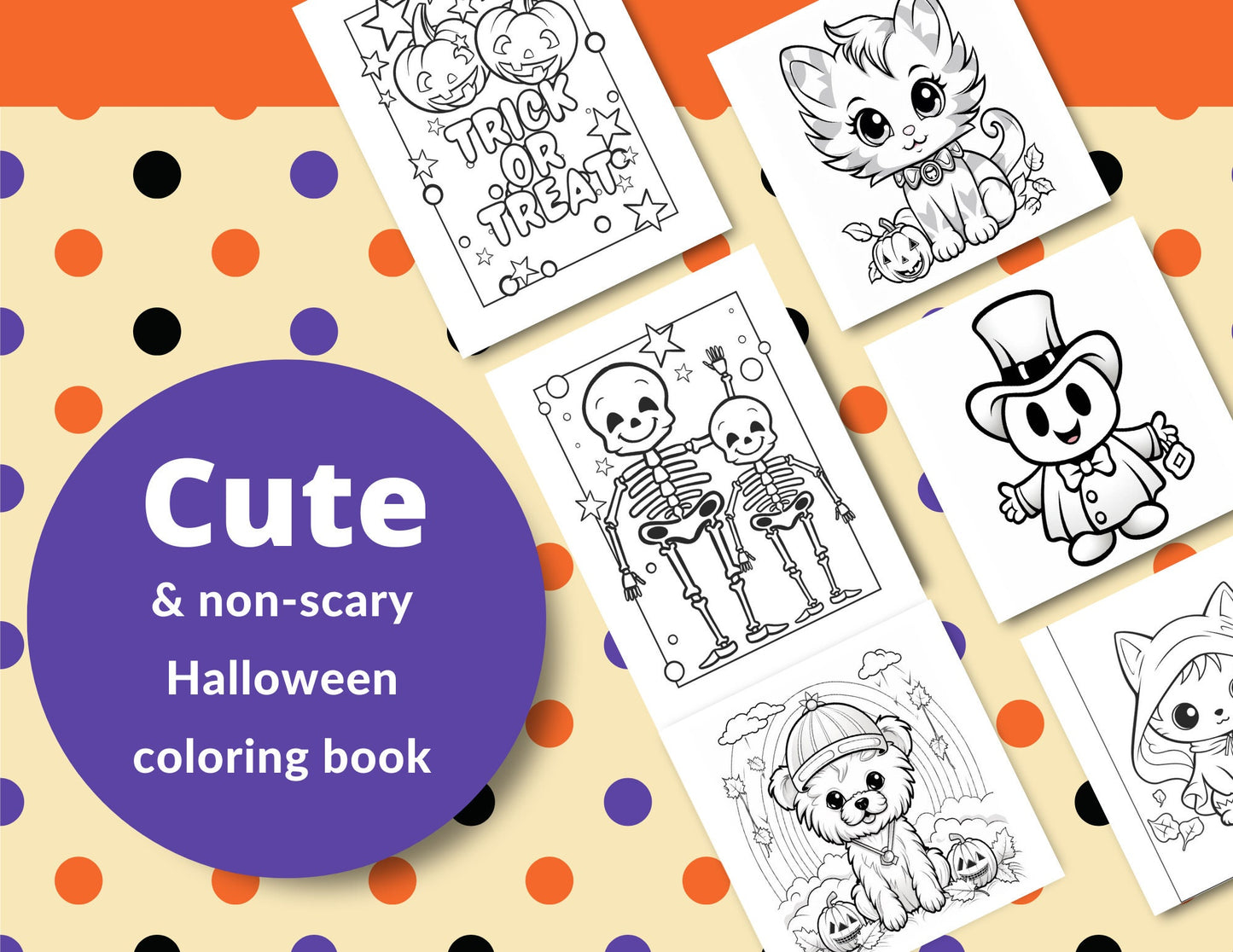 Halloween Coloring Book - Cute Ghosts & Monsters - Printable Halloween Coloring Pages