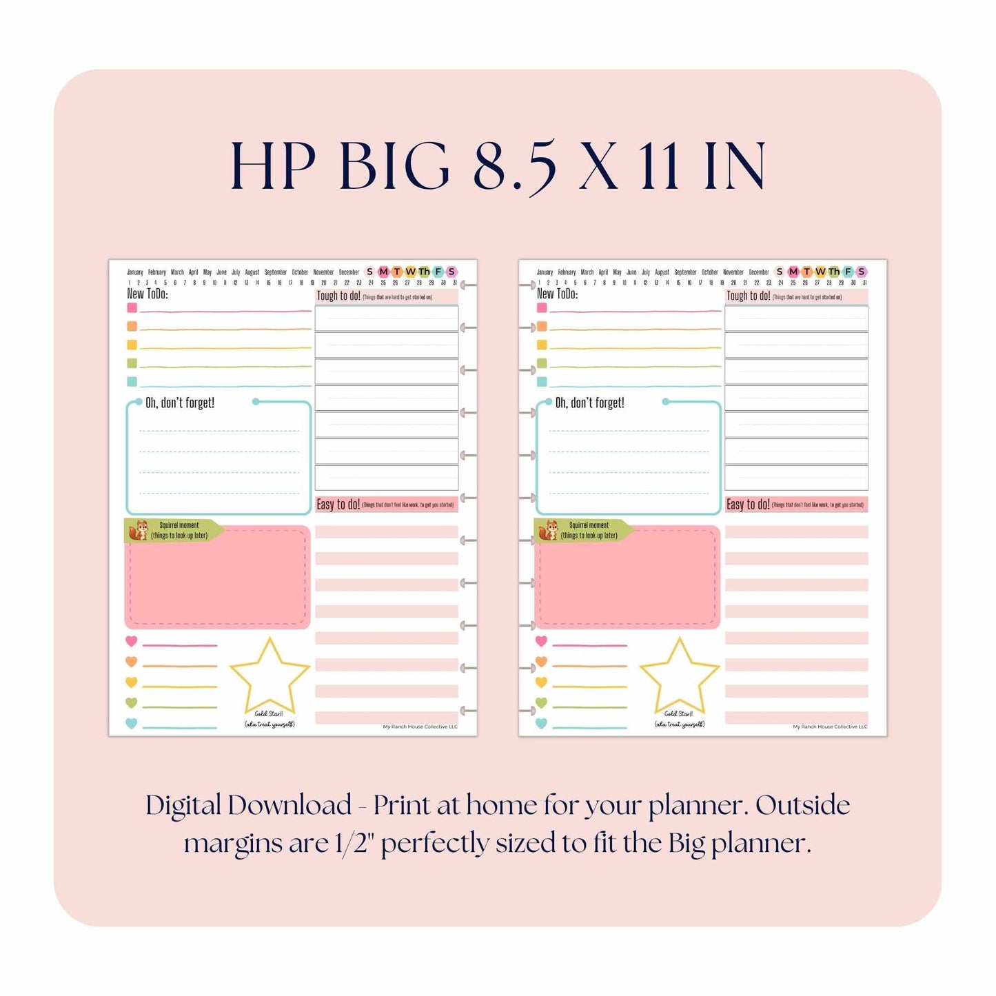 a printable planner with the words,'big and 5'in it