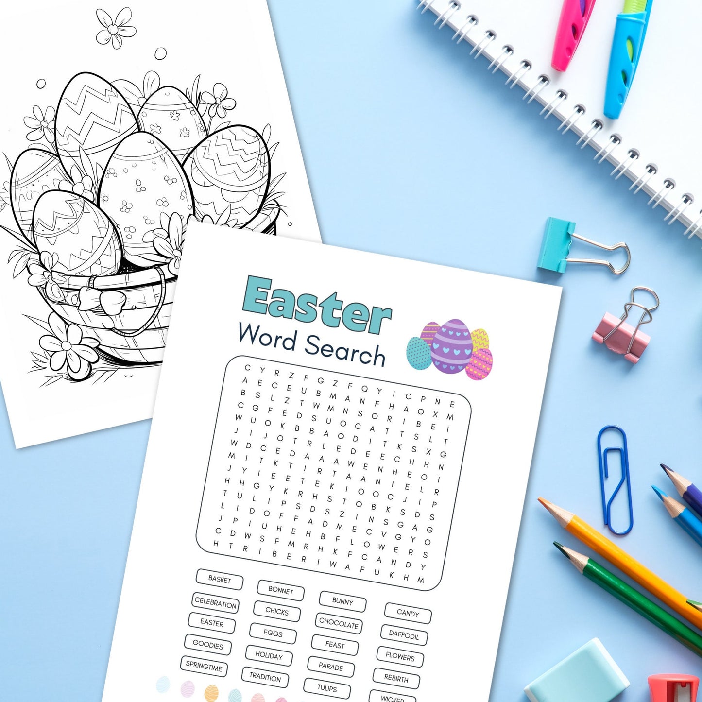 Easter Activity & Coloring Pages | Easter Bunny Printables, Instant Download Fun Coloring